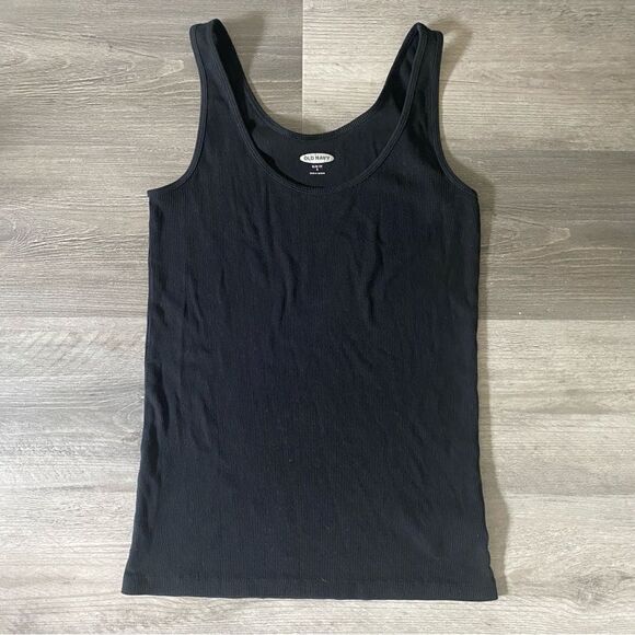 Ribbed Tank Top Black Small Slim Fit Stretch Basic Minimalist - Picture 2 of 7